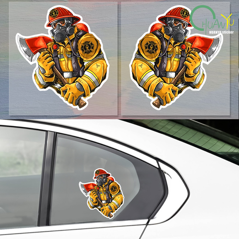 Motorcycle Gear Pattern - Car Sticker Firefighter Pattern Stickers on