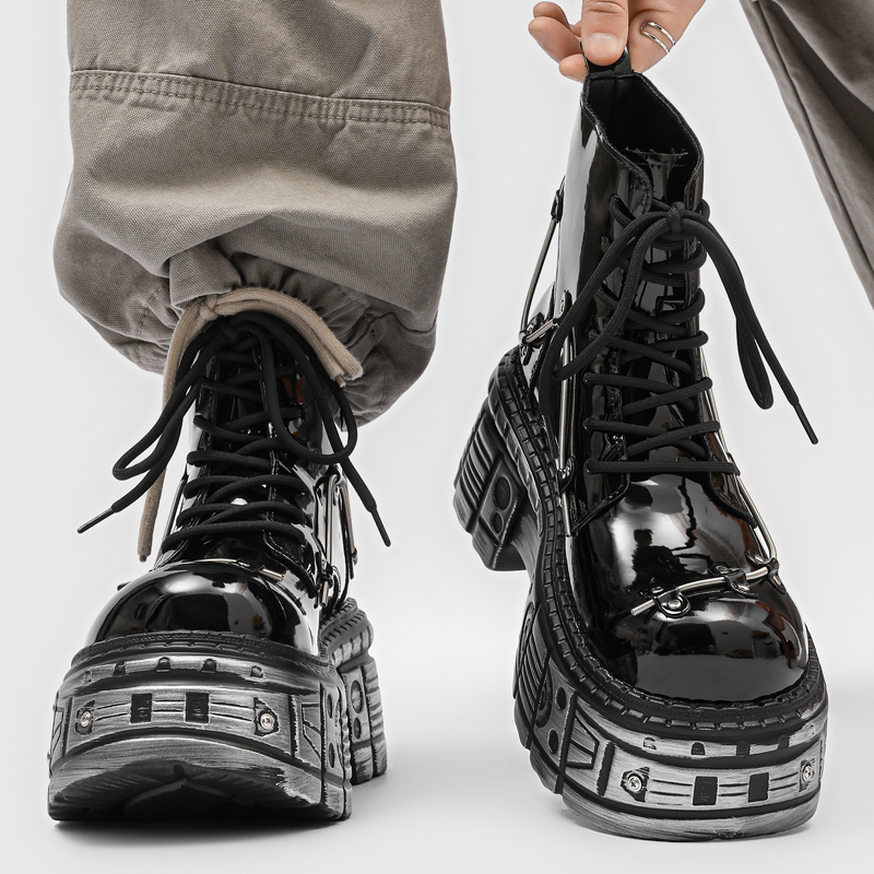 New Men Punk Style Thick Soled - Motorcycle Gear Pattern review and price