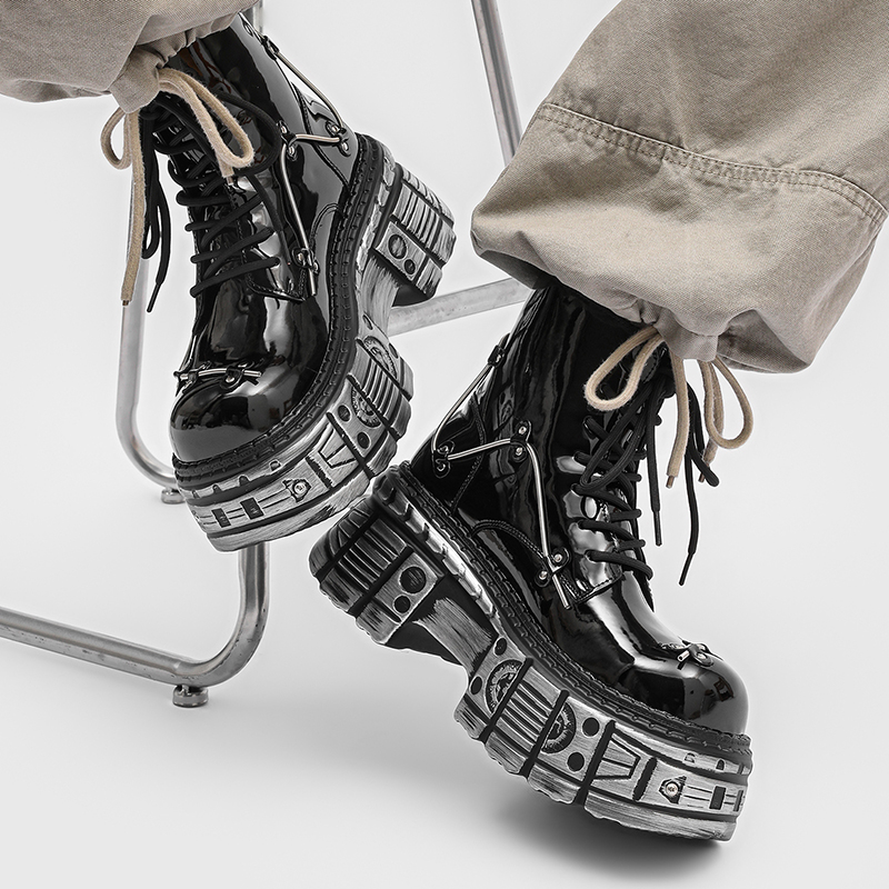 New Men Punk Style Thick Soled - Motorcycle Gear Pattern review and price