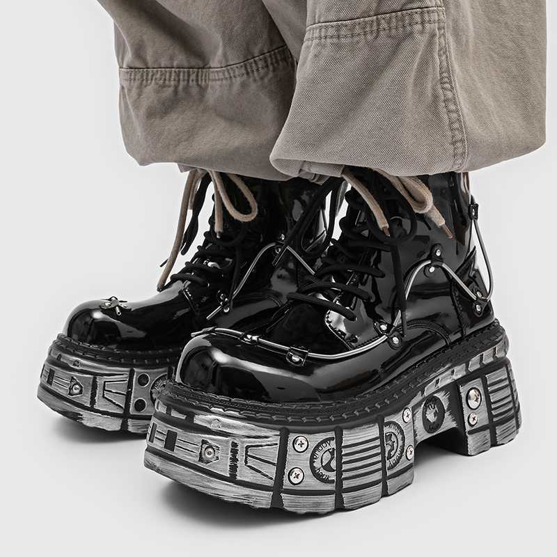 New Men Punk Style Thick Soled - Motorcycle Gear Pattern review and price
